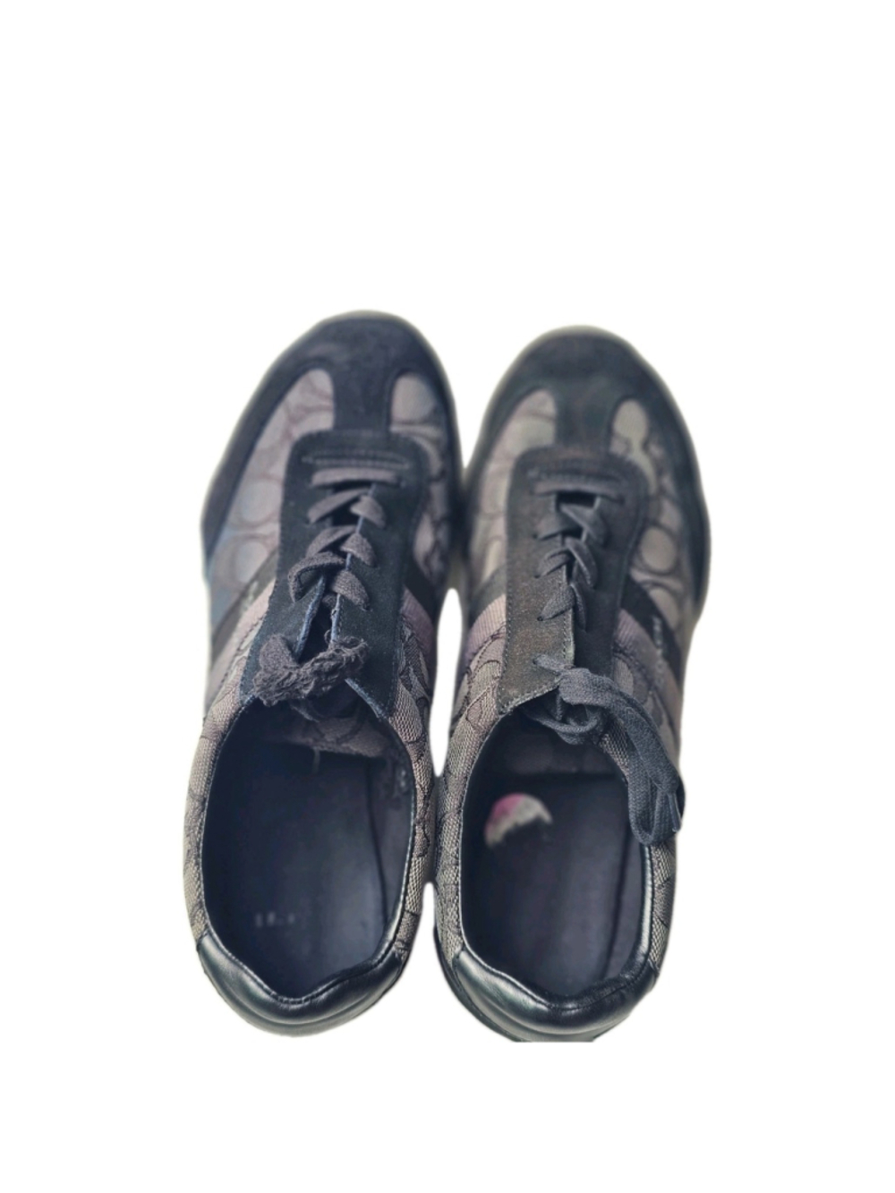 Coach Kelson Tennis Shoes Womens 8B Black Grey Signature Canvas Suede Low Tops - Picture 15 of 16